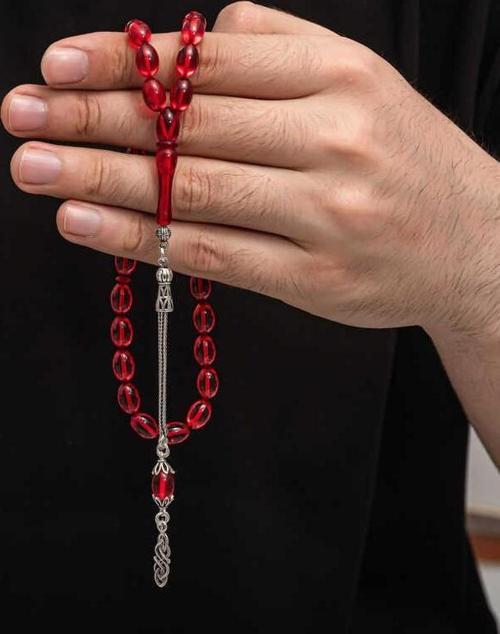 Gümüş Püskül Sıkma Kehribar Tesbih