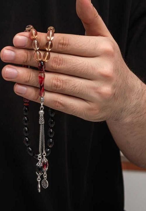 Gümüş Püskül Sıkma Kehribar Tesbih