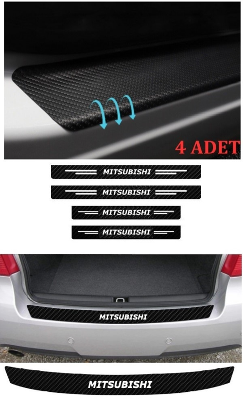 Mitsubishi Lancer İçin Uyumlu Aksesuar Oto Bagaj Ve Kapı Eşiği Sticker Seti Karbon