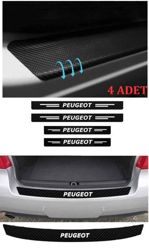 Peugeot 307 İçin Uyumlu Aksesuar Oto Bağaj Ve Kapı Eşiği Sticker Set Karbon