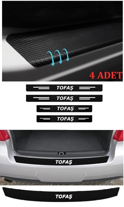 Tofaş İçin Uyumlu Aksesuar Oto Bagaj Ve Kapı Eşiği Sticker Seti Karbon