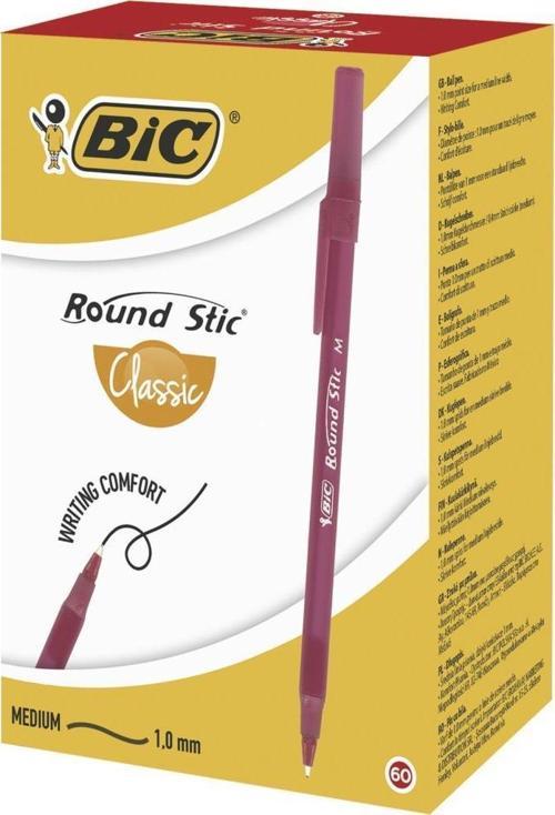 Round Stic Tükenmez Kalem Kırmızı 60'Lı Kutu
