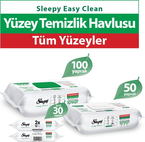 Easy Clean Yüzey Temizlik Havlusu 100+50+2x15 (180 Yaprak)