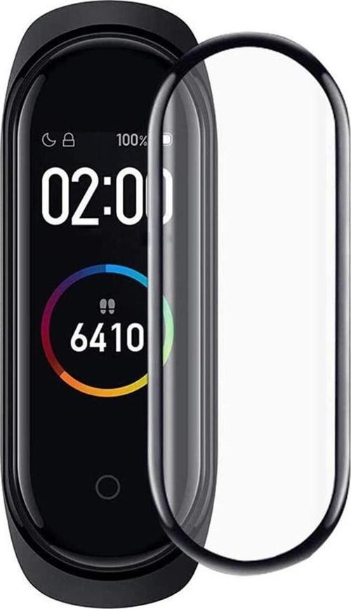 Xiaomi Mi Band 5 Ekran Koruyucu 3D Kavisli PMMA Nano Siyah Çerçeve