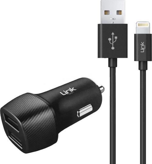 C492 Araç Şarj Aleti ve Lightning USB Kablo Set 2.4A 2x USB