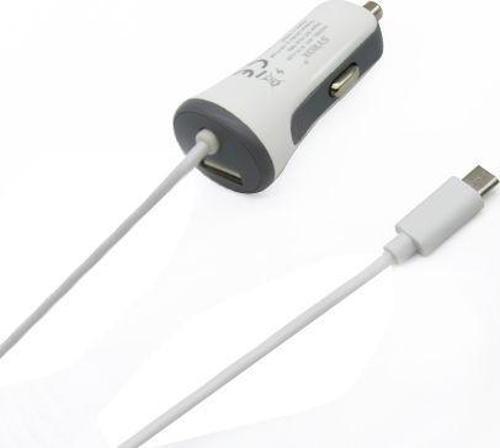 C26 Araç Şarj Aleti 3.4A Sabit Micro USB Kablo + USB Port Beyaz