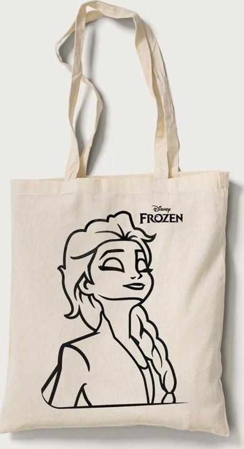 Disney Frozen Çanta Boyama 5 Adet Tek Taraf Baskılı Ham Bez 35x40cm-Red Castle BOYA-02