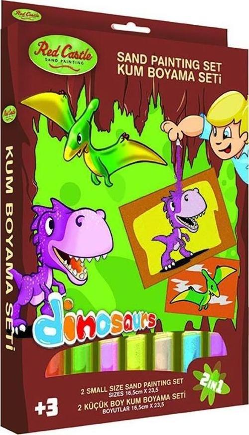 Eğitici ve Eğlenceli Kum Boyama Seti Dinazorlar 2in1-Red Castle DS-204