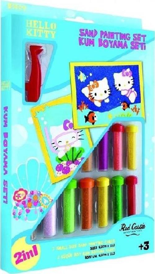 Hello Kitty Dalgıç Eğitici ve Eğlenceli Kum Boyama Seti 2in1-Red Castle DS-21