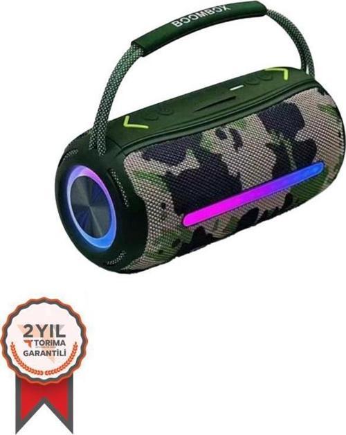 Booms Box 360 Taşınabilir RGB Ledli Bluetooth Hoparlör Usb-Tf Yeşil