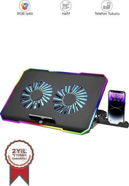 CF-04 Ayarlanabilir Dizüstü Bilgisayar Rgb Soğutma Fanı Siyah
