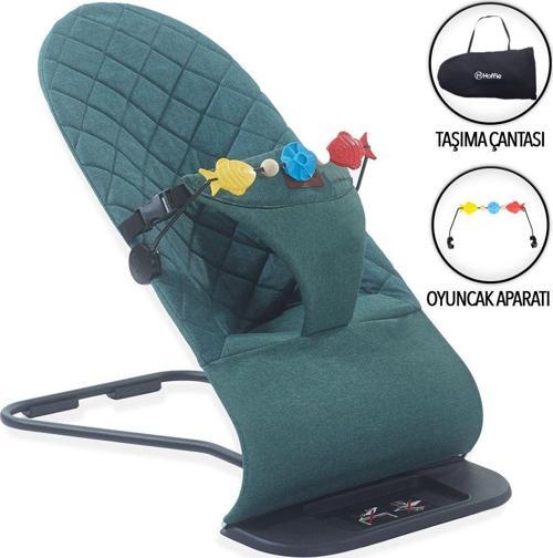 Balance Lüx Pamuklu Keten Sallanır Üç Kademeli Ana Kucağı ( Oyuncak Aparatı Ve Seyahat Çantası ) Yeşil