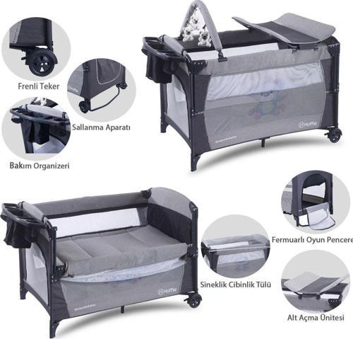 Sleep Side Play Anne Yanı Park Yatak Sallanır Cibinlikli Oyun Parkı Bebek Beşik 70X110 Cm