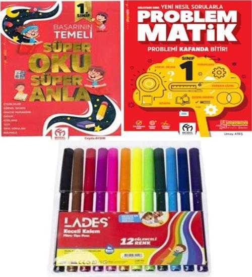 1.sınıf Yeni Nesil Sorularla Problemmatik +Süper Oku Anla Ve Keçeli Kalem 12'li Hediye 