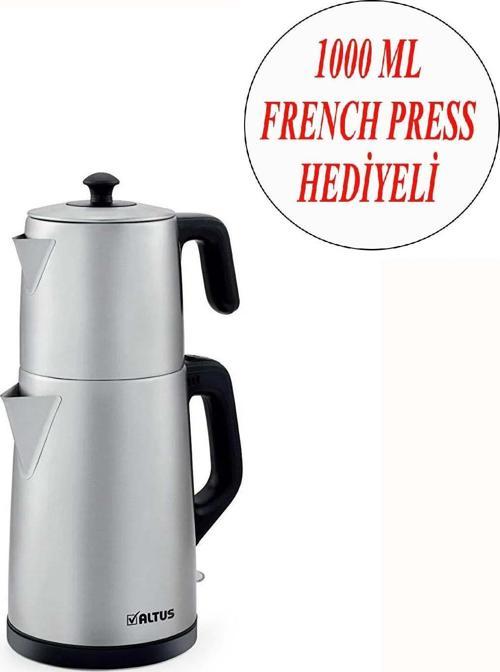 Çay Makinesi İnox Gövde Ve 1000 ML Cam French Press
