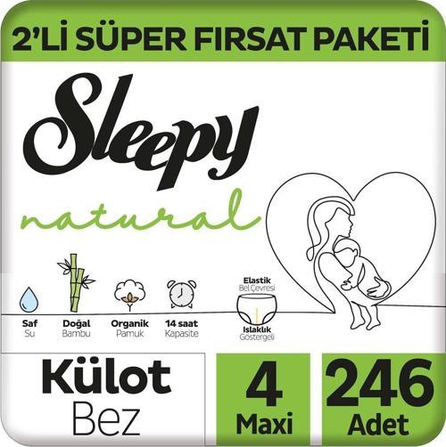 Natural 2'li Süper Fırsat Paketi Külot Bez 4 Numara Maxi 246 Adet
