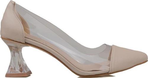 Krem Şeffaf İşelemeli Kadın Klasik Ayakkabı