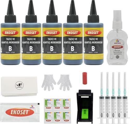 Ekokartuş Dolum seti Canon E204 E304 E3140 PG-46 uyumlu Siyah 5'li set