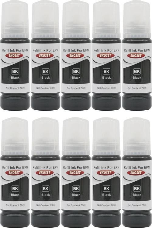 Epson 103 L3256 L5290 L5296 Siyah Muadil Mürekkep 70ml 10 adet