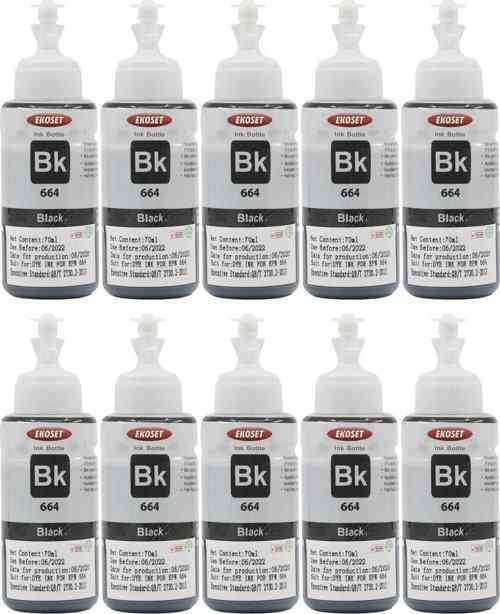 Epson L486 L455 L550 L565 Siyah Muadil Mürekkep 70ml 10 adet