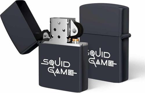 4 Adet Squid Game Tasarımlı Siyah Benzinli Metal Çakmak