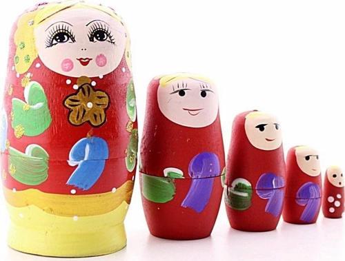 Ahşap Tombul Iç Içe Matruşka Bebek Kırmızı Set 5li