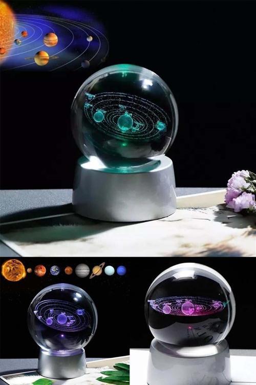 Dekoratif Işıklı Cam Küre Güneş Sistemi Küçük Usb Girişli Ve Pilli