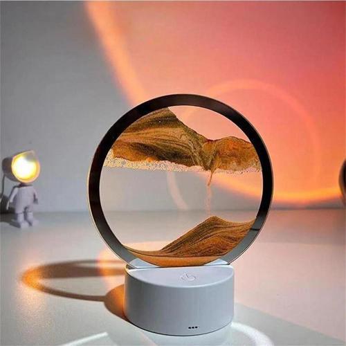 Turuncu 7 inç Kum Sanatı Led Işıklı Kum Saati Ev Ofis Dekorasyonu Hediye 3D Gece Lambası Kum Sanatı
