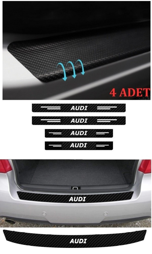Audi Q3 İçin Uyumlu Aksesuar Oto Bağaj Ve Kapı Eşiği Sticker Set Karbon