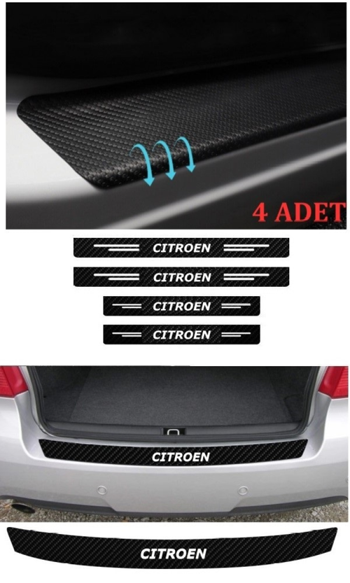 Citroen Berlingo İçin Uyumlu Aksesuar Oto Bağaj Ve Kapı Eşiği Sticker Set Karbon