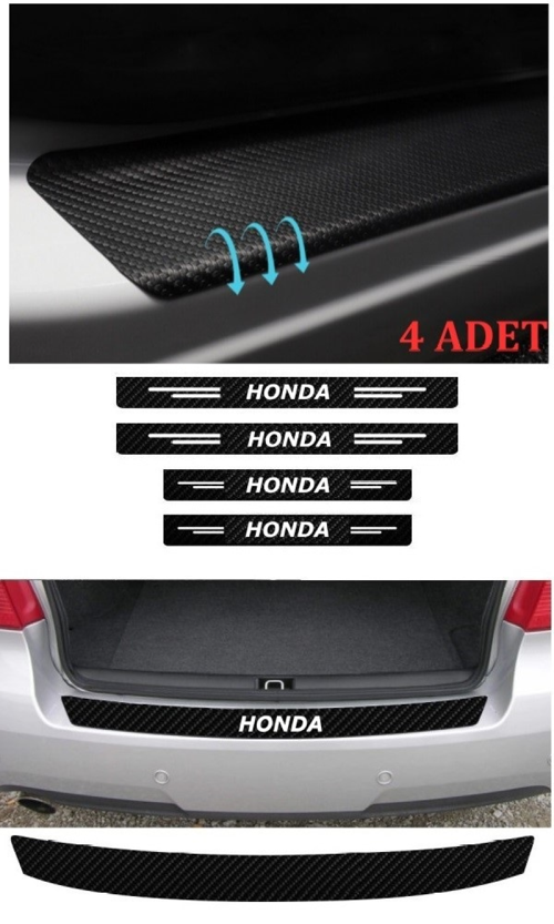 Honda Civic İçin Uyumlu Aksesuar Oto Bağaj Ve Kapı Eşiği Sticker Set Karbon