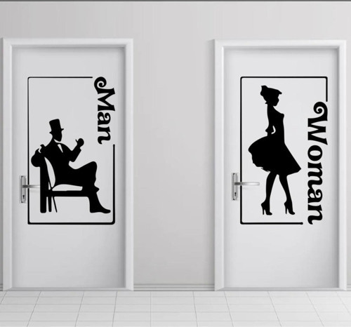 Man-women Tuvalet-wc Kapı Sticker 60 x 100 cm