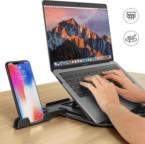 Plastik 360° Döner Masaüstü Laptop Standı Ve Telefon Tutucu Yükseklik Ayarlı Laptop Tutucu