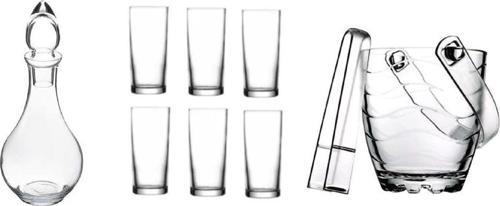 rakı bardak ve 9 prç. rakı bardağı ve buz kovası seti su şişeli