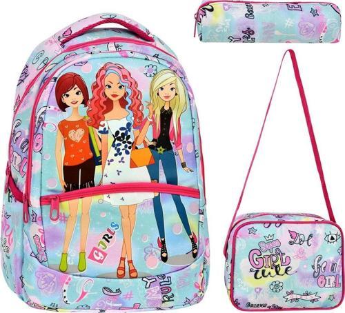 3'lü Okul Seti, Girl Desenli Ilkokul Çantası + Beslenme Çantası + Kalemlik