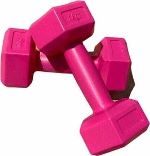 Pembe Dambıl Köşeli 1 Kg 2 Adet Mini Plates Fitness Seti Mini Dambıl Seti