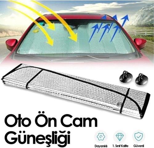 Araba Ön Cam Güneş Şemsiyesi Araç Içi Cam Vantuzlu Katlanır Güneşlik Koruyucu Perde 130 Cm X 6