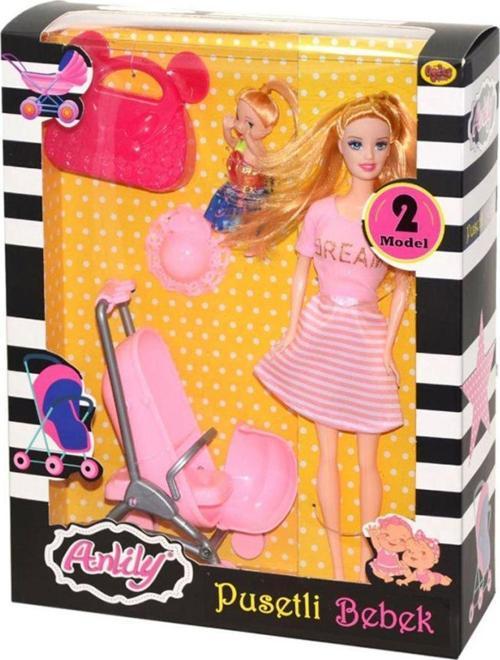 Anlily Kutuda Lüks Pusetli Pembe Kıyafetli Bebek