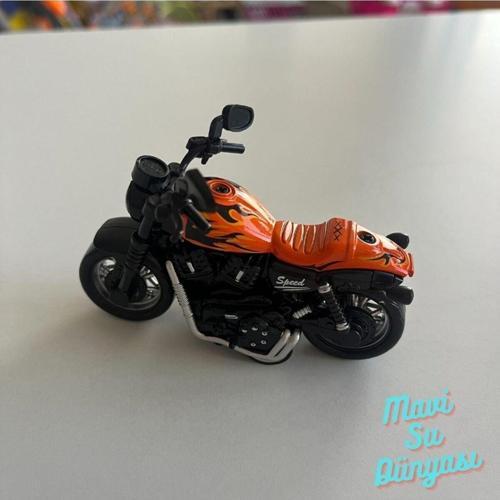 Çek Bırak Metal Küçük Boy Turuncu Renk Motosiklet