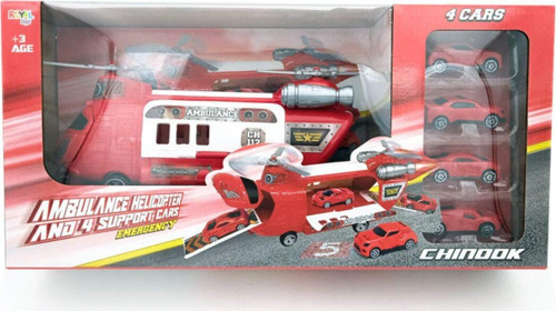 Ambulans Helikopter Set ve 4 Ufak Araba