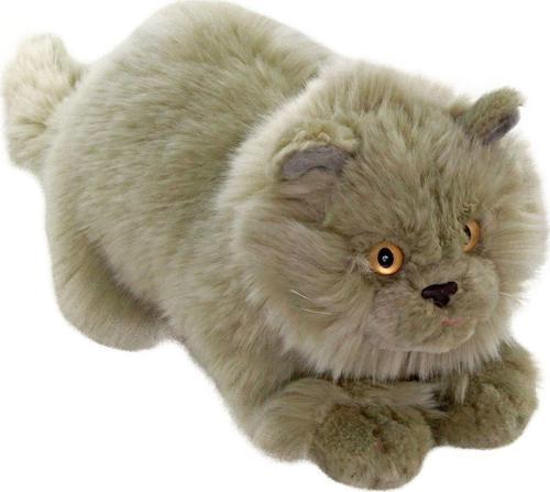 Yatan Gri Kedi Peluş Oyuncak 26cm