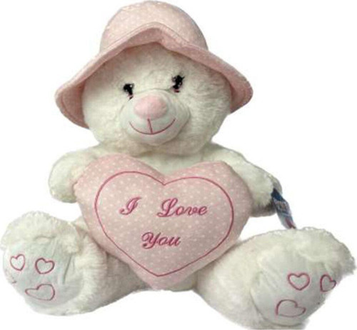 Peluş Ayı Şapkalı 43 Cm Pembe