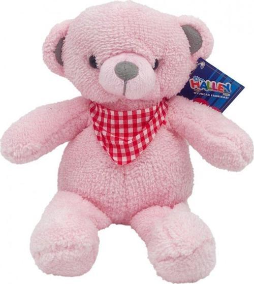 Peluş Fularlı Ayı 35 Cm Pembe