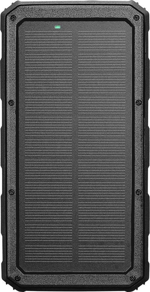 P120 12000Mah Prm 2-Usb+Type-C+Micro Led Lamba+1.2W Solar Panelli Siyah Taşınabilir Powerbank