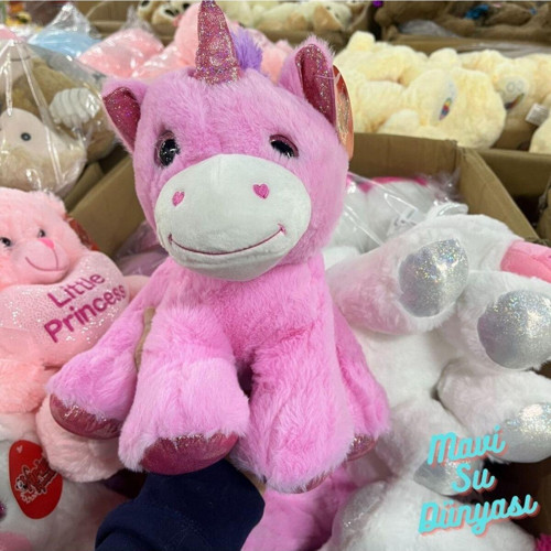 Peluş Unicorn Pembe Renkli 25 Cm