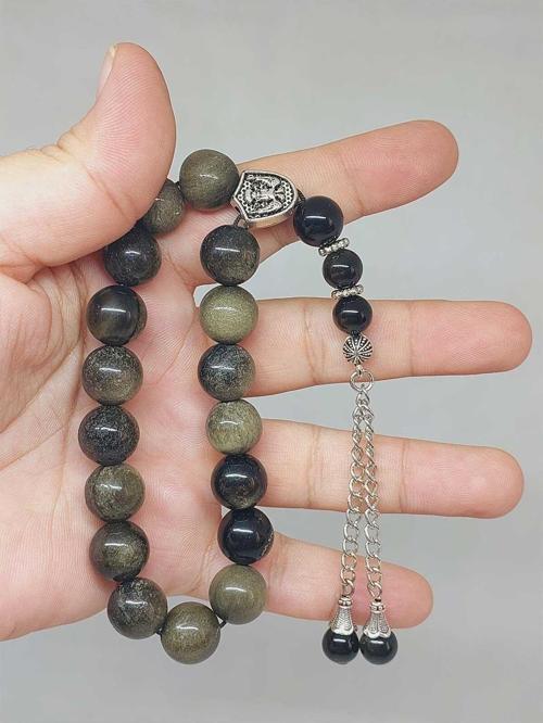 Golden Obsidyen Taşı 17lik Efe Tesbih 12mm (51516)