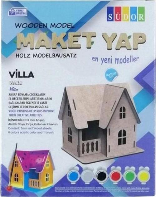 Südor Ahşap Maket Villa Boyama Seti 14x11x12 Cm N:md204 Südor