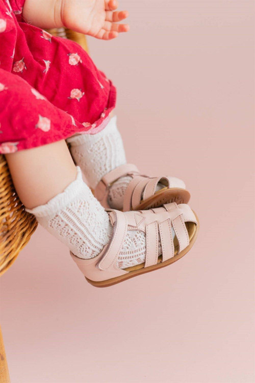 Hakiki Deri Çocuk Sandalet Pembe D-464