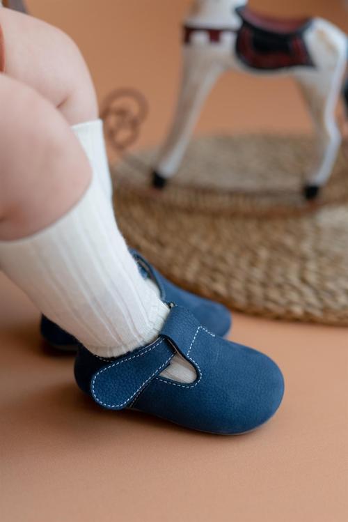 Hakiki Deri Lacivert İlk Adım Bebek Ayakkabı-D-472