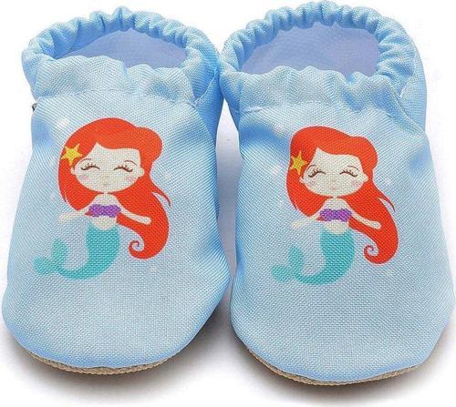 Mermaid Kaydırmaz Taban Bebek Yazlık Patik Mavi , Ev Botu Terliği Kreş Ayakkabısı Panduf F-824